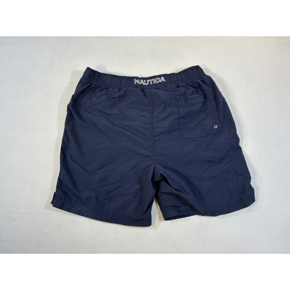Nautica‎ Mens Navy Blue Swim Trunks Mesh Lined Drawstring Shorts Size L